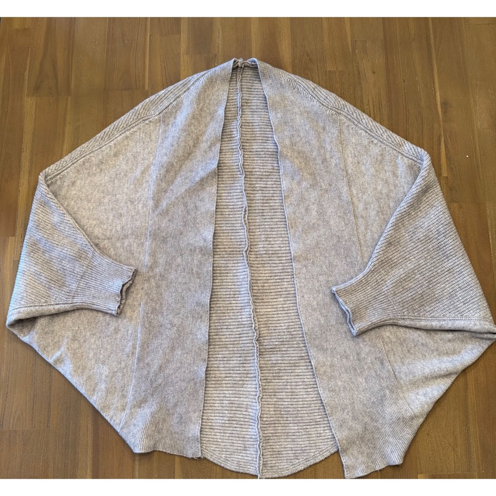 Gray‎ Ribbed Batwing Cocoon Cardigan Open Front Draped Sweater One Size